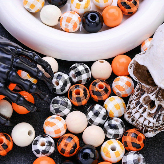 Halloween Colored Wood Beads