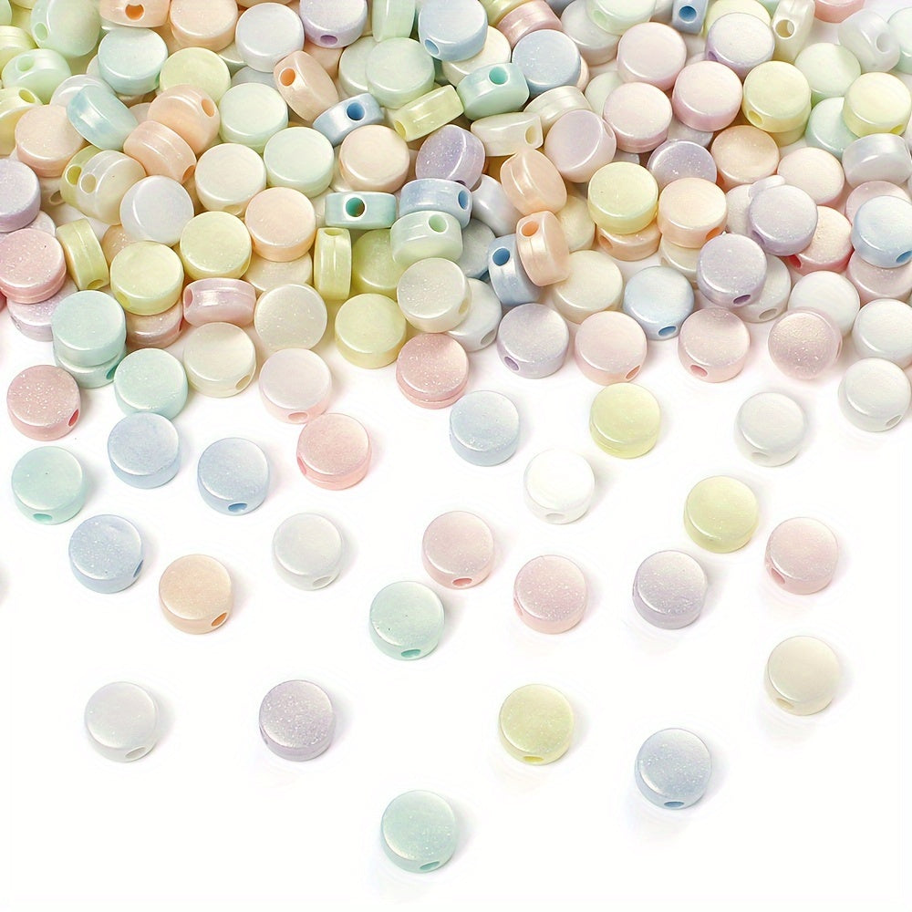 100PCS 8mm Macaron Flat Round Acrylic Bead Set