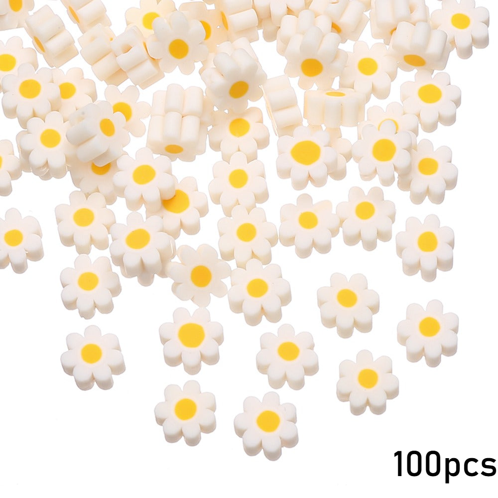 Pottery Daisy Flower Beads