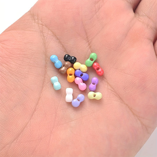 200PCS 3×6mm Mini Colorful Peanut Spacer Beads