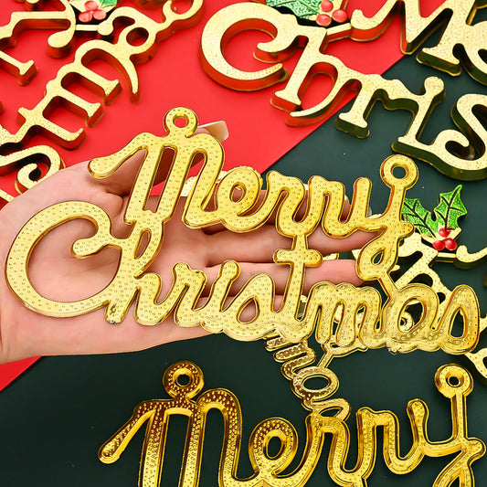 Golden Merry Christmas Letter Pendants