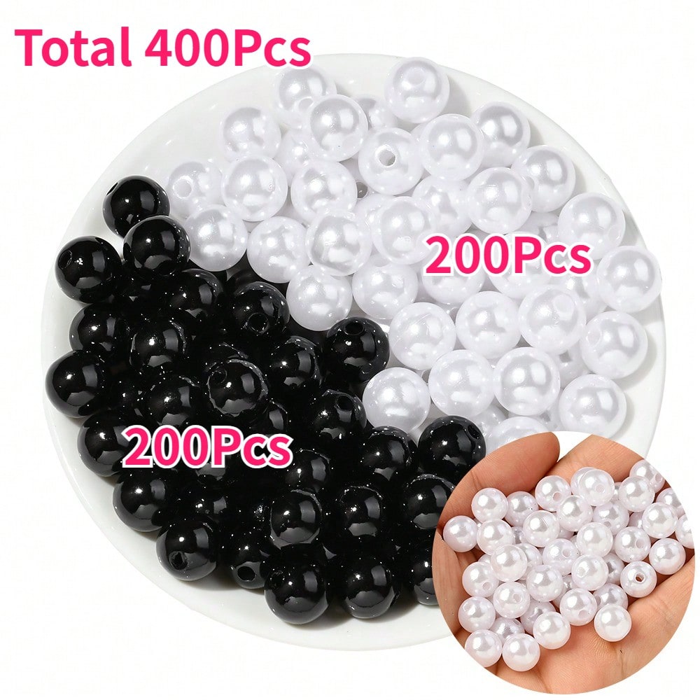 200/400pcs 8mm Acrylic ABS Imitation Pearl Round Spacer Beads