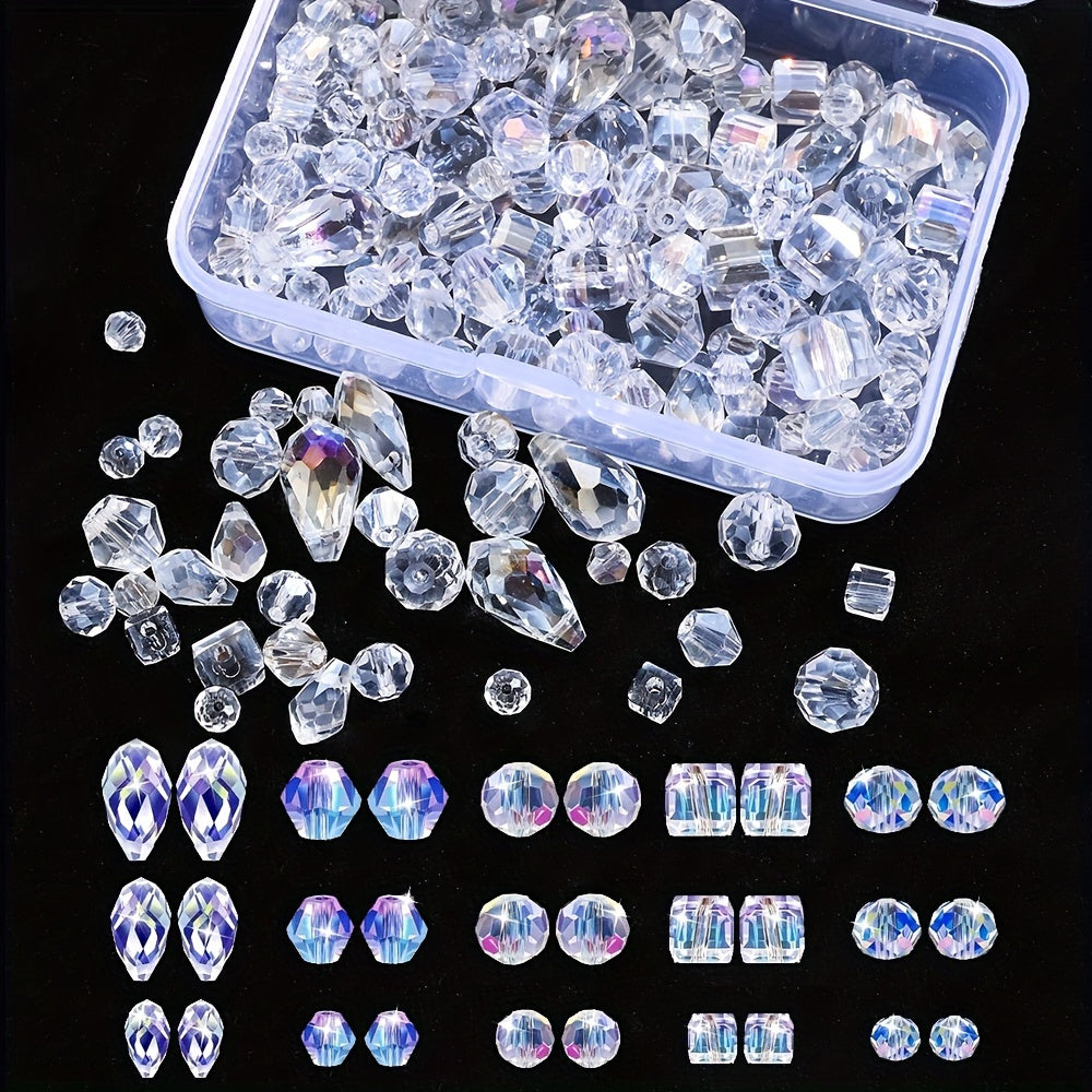 200PCS Geometric Transparent Glass Bead Set