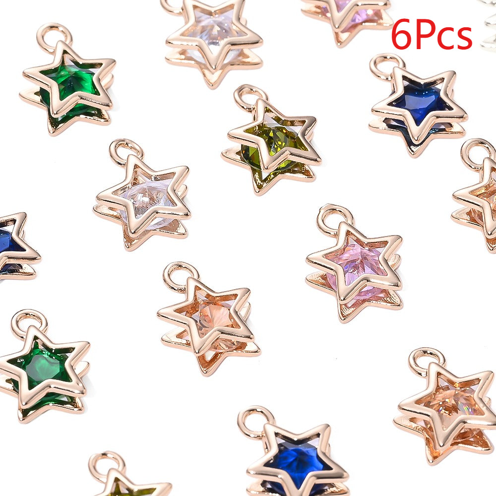 Rhinestone Star Copper Charms