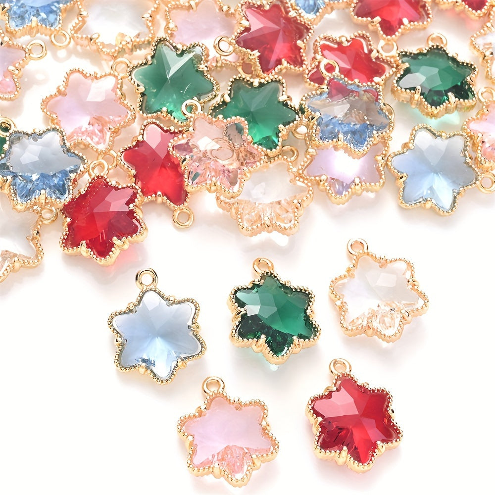 5PCS 13×16mm Faceted Ice Flower Glass Pendant Set