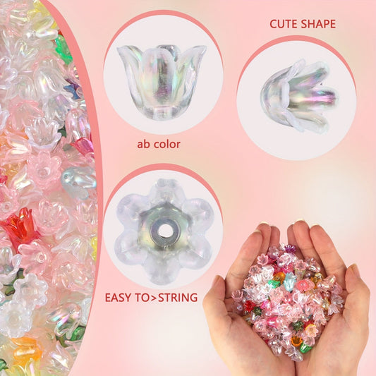 Shiny AB Trumpet Flower Beads