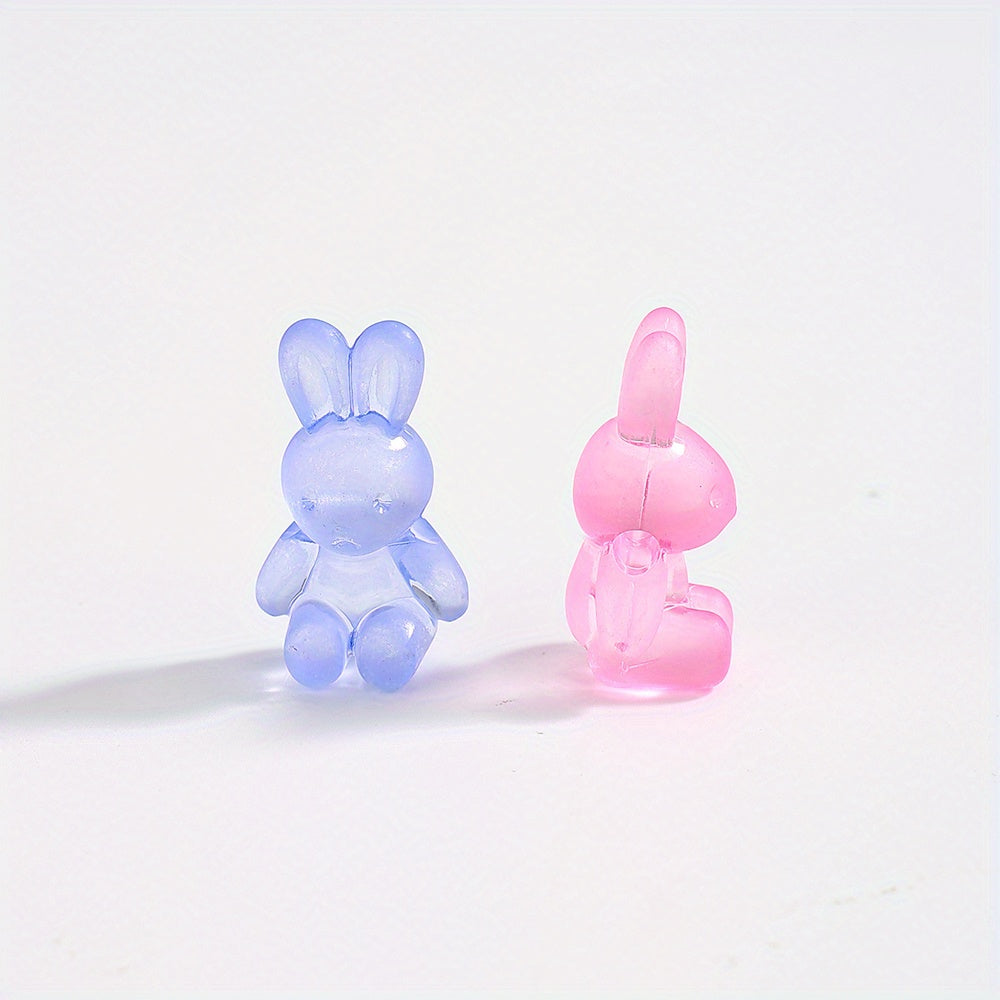 30pcs Mixed Color Rainbow Rabbit Acrylic Beads