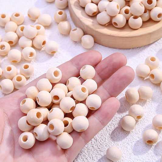 100-Piece 12 mm Large-Hole Unfinished Wooden Beads