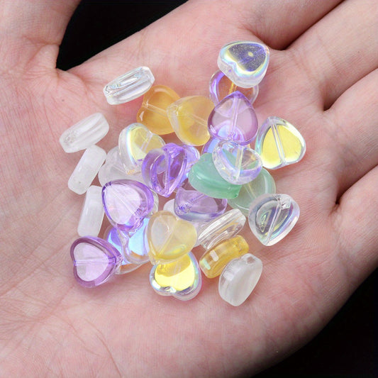 10pcs AB Color Heart Beads