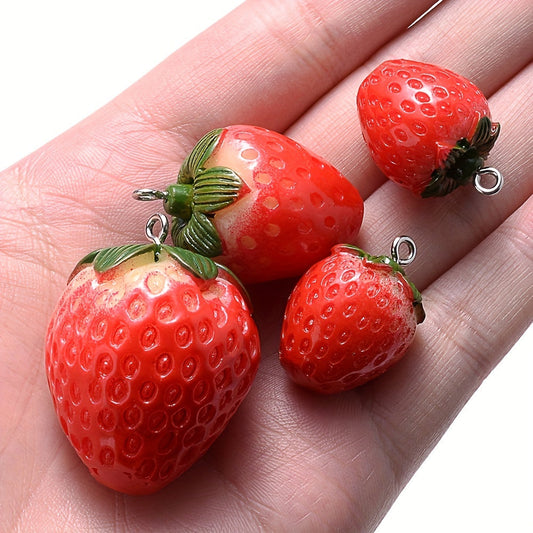 5PCS Red Resin Strawberry Charm Set