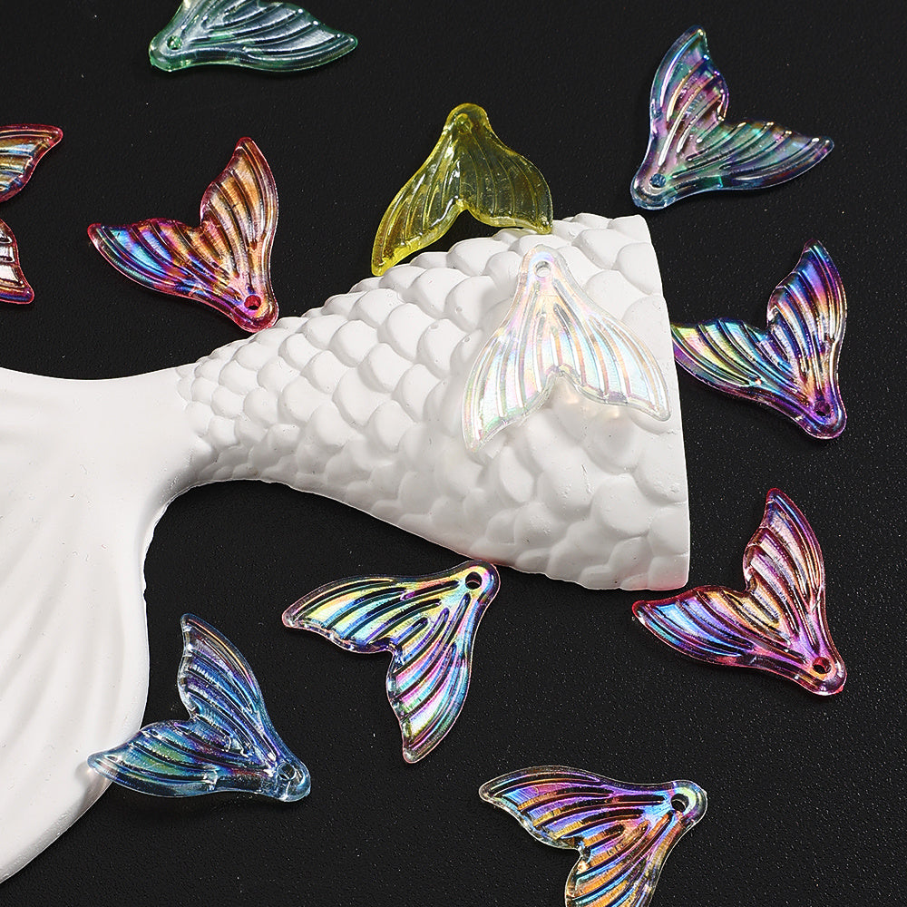 50pcs 20mm Mermaid Tail Acrylic Spacer Beads