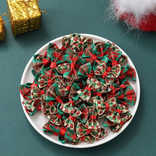 Christmas Gold Threaded Ripple Bow Embellishments