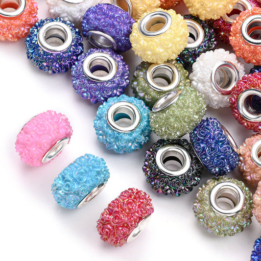 Colorful Flower Acrylic Large Hole Spacer Beads