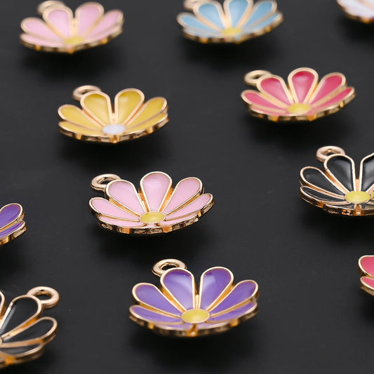 Color Block Daisy Enamel Charms