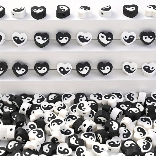Black and White Tai Chi Polymer Clay Beads