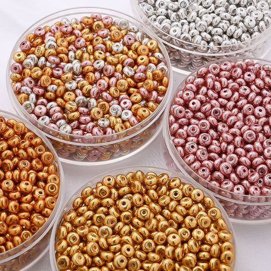 4 mm Glass Metal Abacus Rice Beads