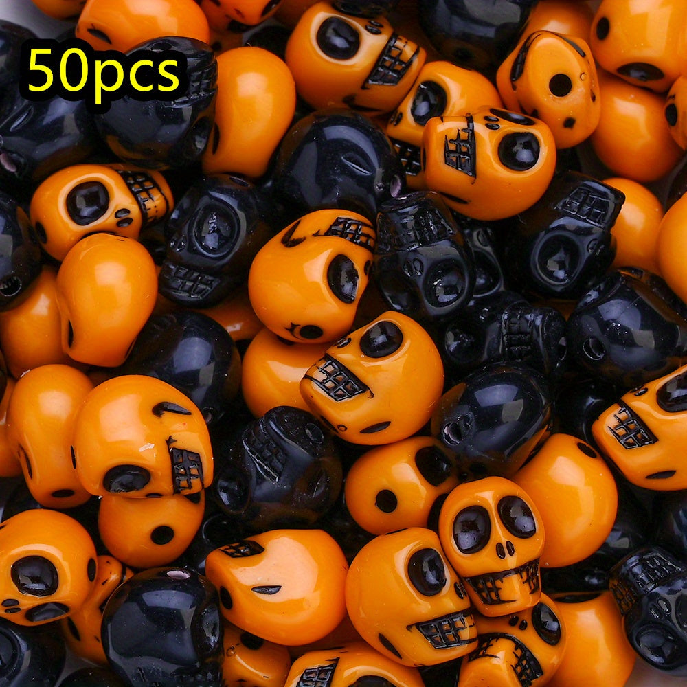 50pcs/set Multicolor Acrylic Skull Head Beads