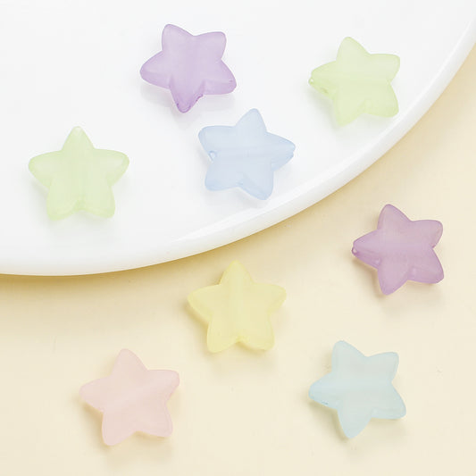 50pcs 15mm Frosted Star Acrylic Beads