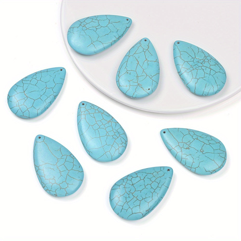 5pcs 30x50mm Big Size Waterdrop Shape Stone Charms Beads Blue Turquoise