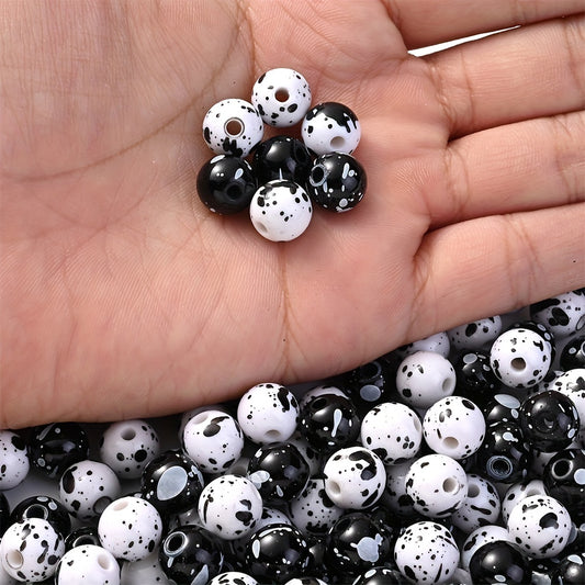 200pcs 10mm Acrylic Ink Painted Round Beads