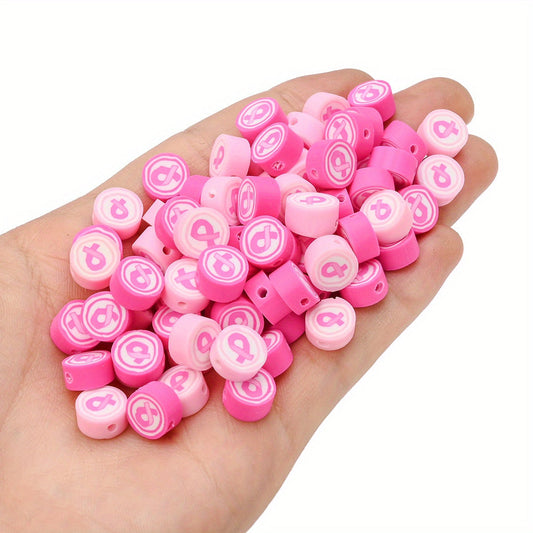 9 mm Breast Cancer Awareness-Themed Polymer Clay Beads