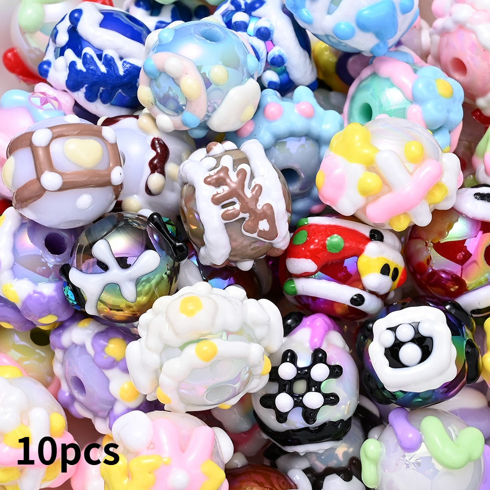 Painted Mixed Color Acrylic Beads