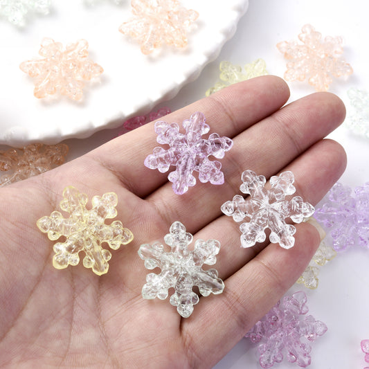 10PCS 27×31mm Snowflake Acrylic Spacer Bead Set