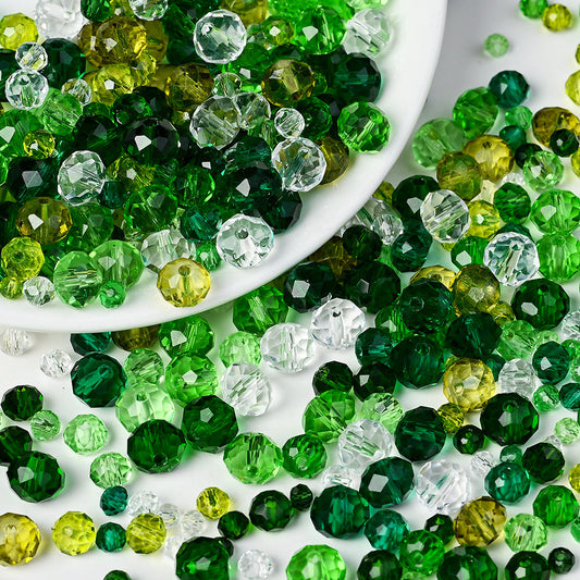 Faceted Green Glass Beads