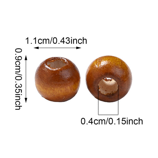 200pcs 9x11mm Round Large Hole Wooden Beads