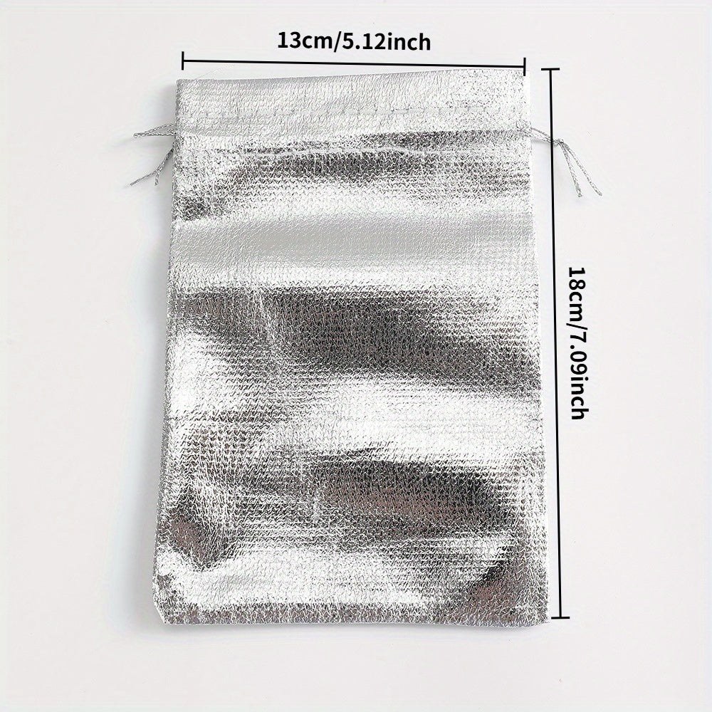 10-Piece Silver Gray Beaded Drawstring Jewelry Pouches