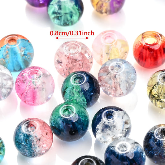 100PCS 8mm Gradient Glazed Flower Bead Set