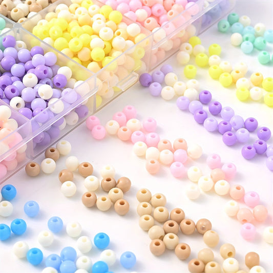 100PCS 4mm Solid Color Round Acrylic Bead Set