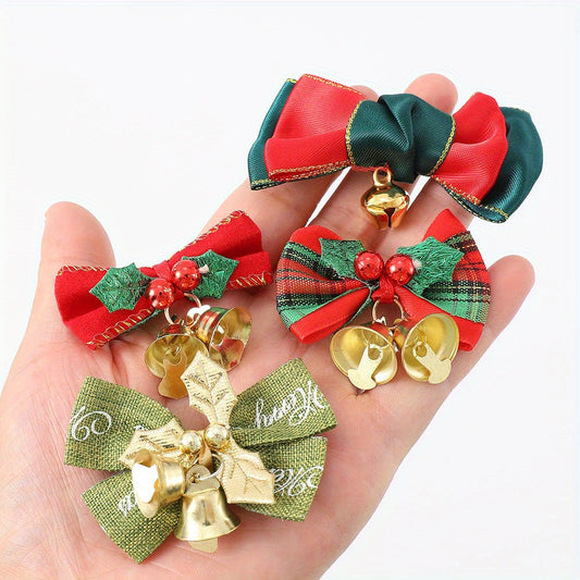 Christmas Double Bow Decorations with Bells
