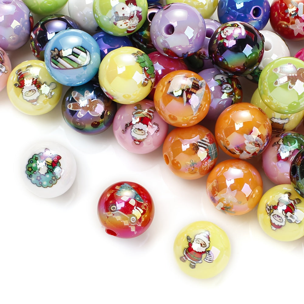 10pcs 16mm Christmas Style Acrylic Round Beads