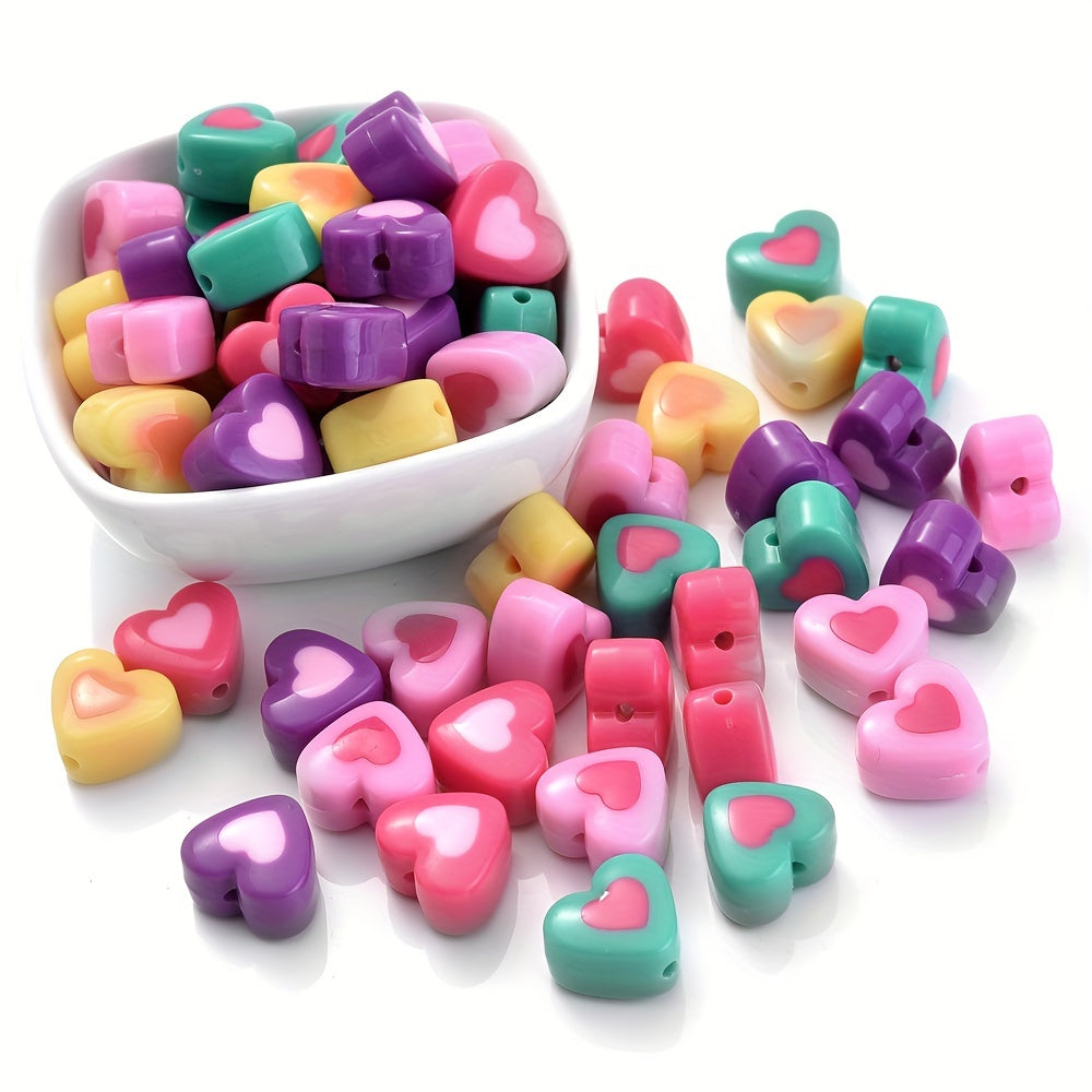 10pcs Heart Shape Acrylic Beads