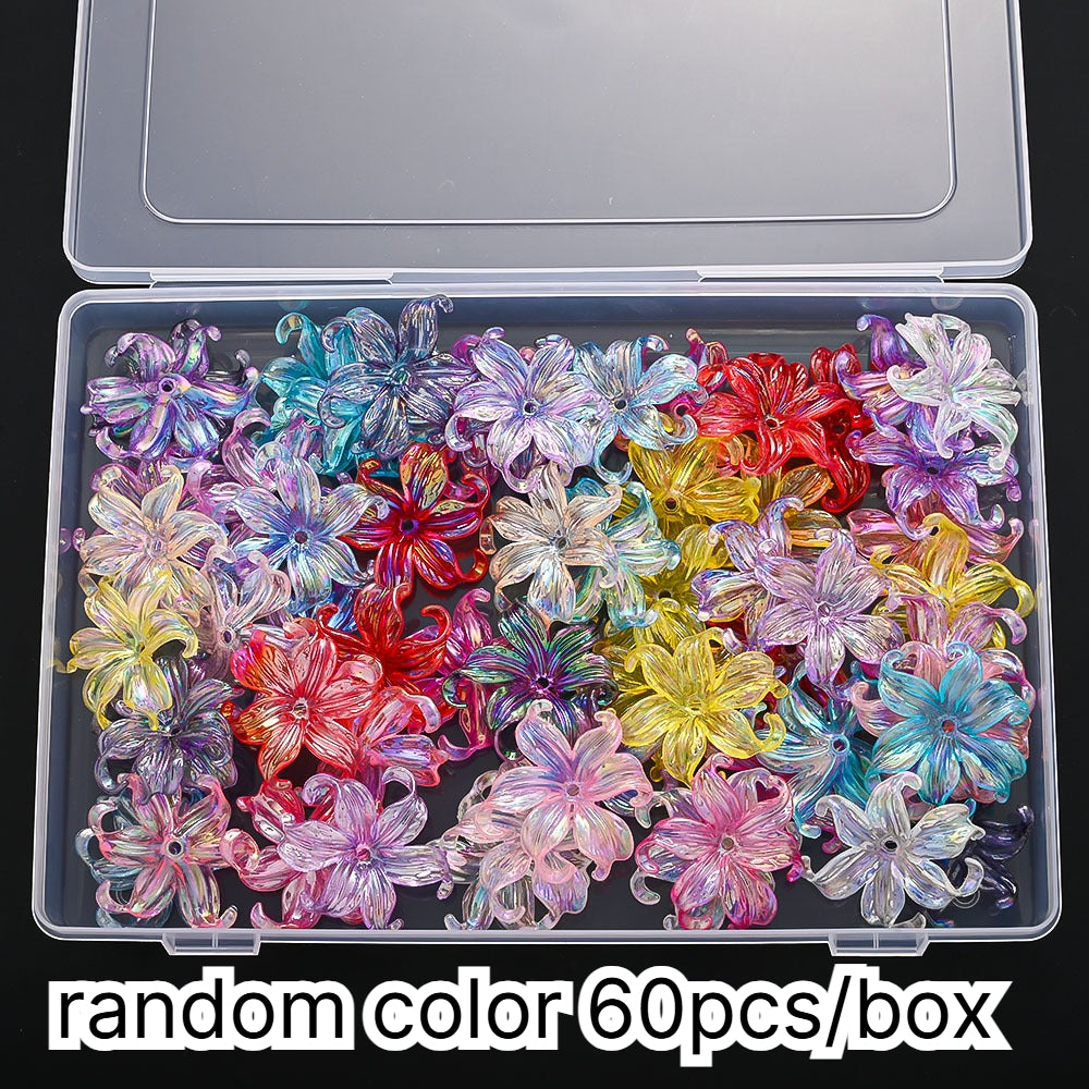 60pcs/box 37x42mm Fleur-de-lis AB Sparkling Flower Beads