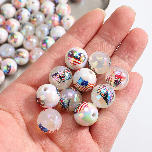 American Flag Pattern Acrylic Beads