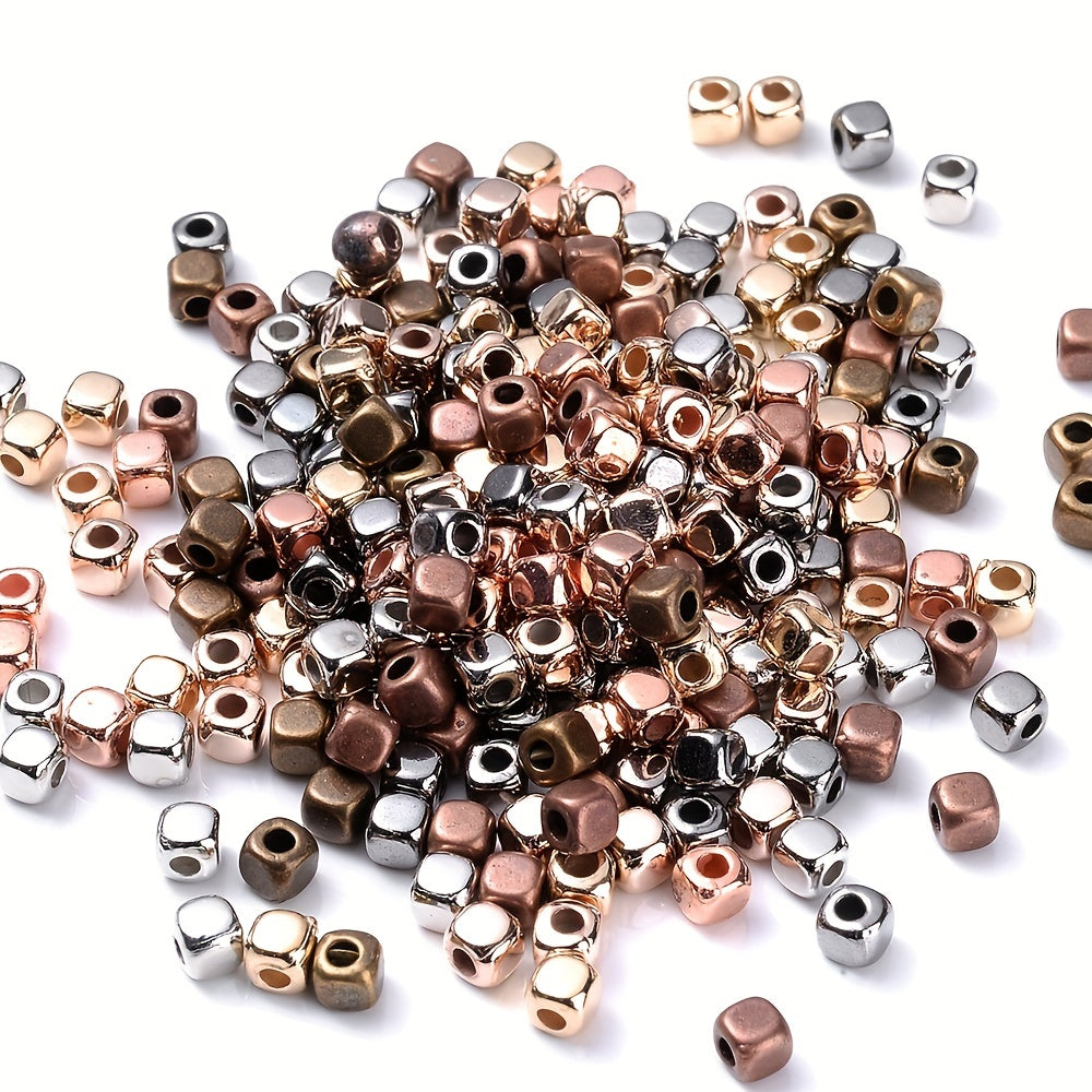 200pcs 3mm Square CCB Metal Plated Plastic Beads