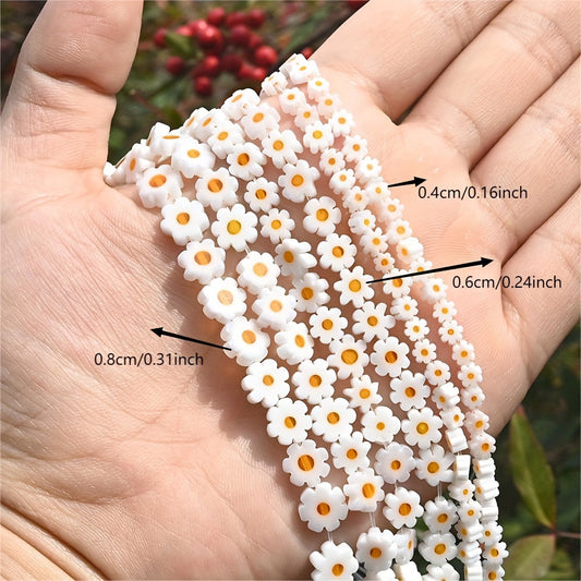 4/6/8mm Glass Daisy Flower Beads - DIY Jewelry Making for Bracelets