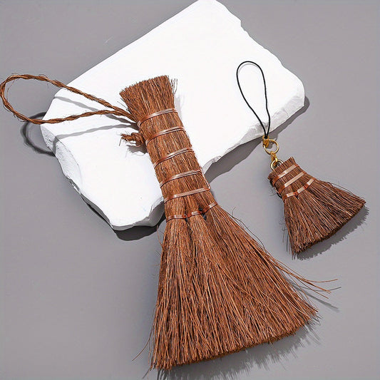 Retro Hand-Woven Golden Mini Lucky Broom Pendant