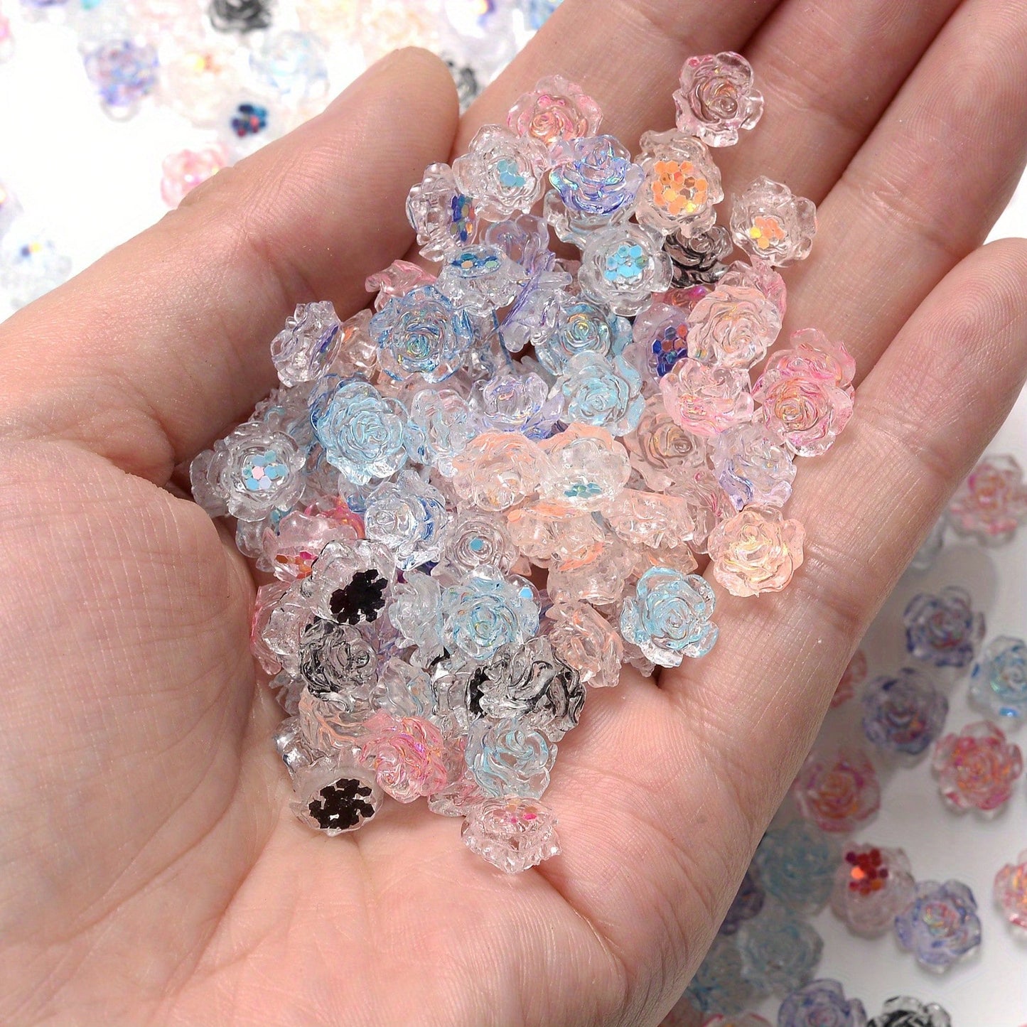 200pcs 8mm Acrylic Rose Beads