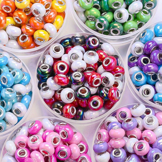 50pcs 9x14mm AB Mix-Color Acrylic Large Hole Beads