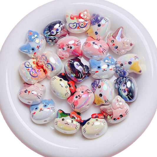 UV Color Cartoon Cat Acrylic Beads