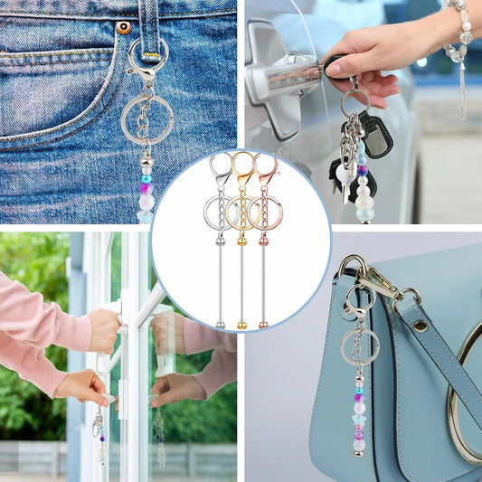 Golden Beadable Keychain Findings with Lobster Clasps