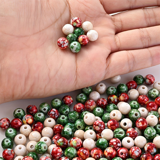 100PCS 8mm Christmas Cracked Acrylic Bead Set
