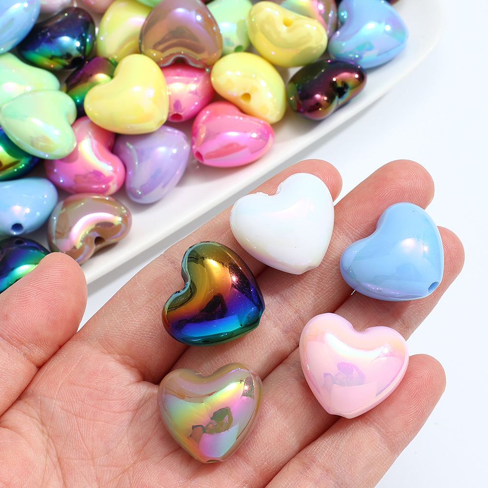 10pcs 19x22mm Cute Chubby Heart Acrylic Beads