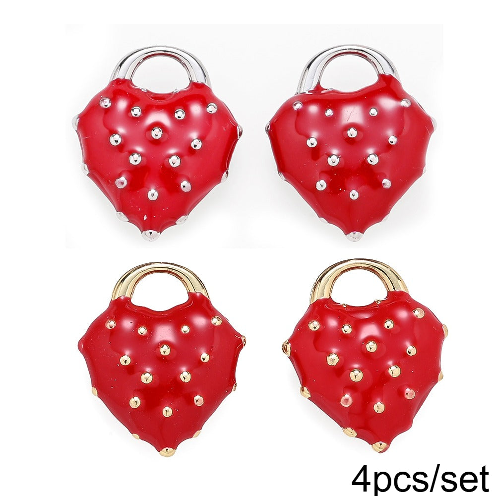 Heart Strawberry Alloy Charms