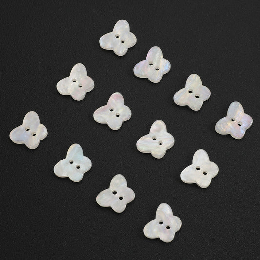 20PCS White AB Butterfly Resin Double-Hole Buttons
