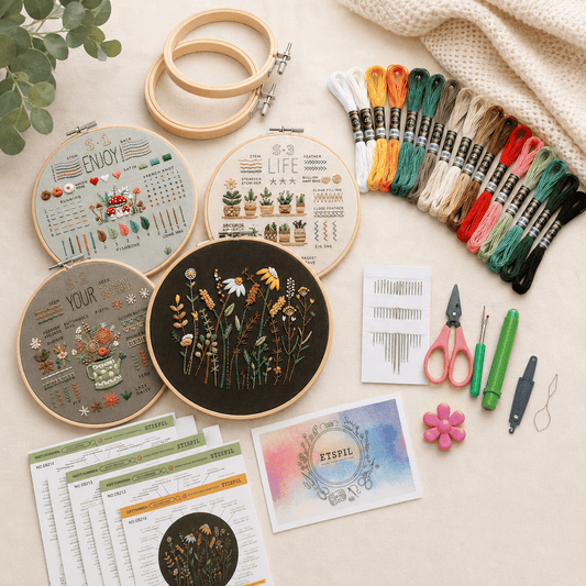 Flower Pattern Embroidery Stitches Practice Kit