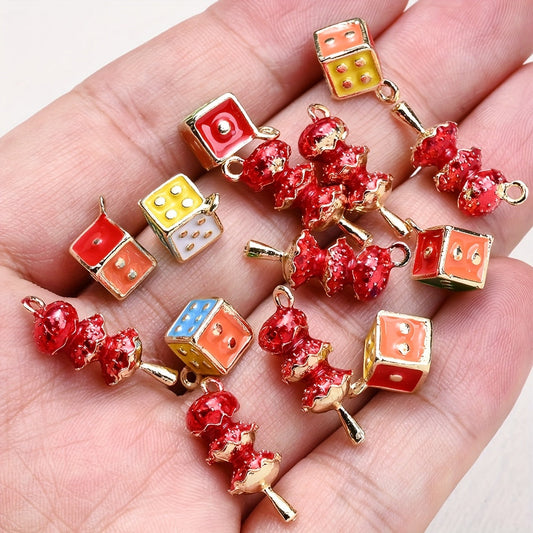 Candied Gourd Dice Alloy Pendants